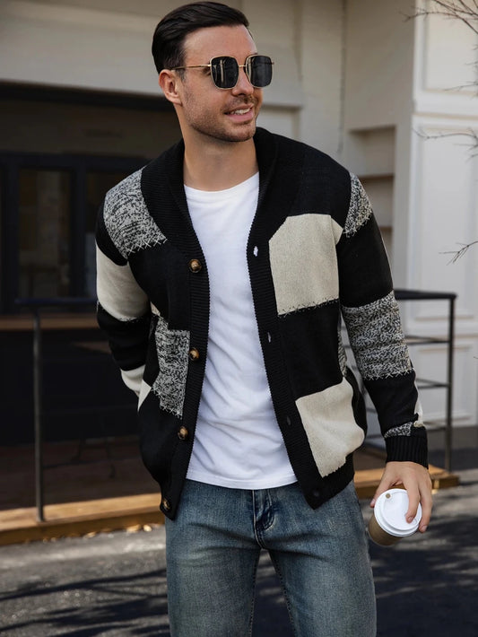 Karo Herren Strickjacke | 100% Polyester, Vielseitig für Herbst und Winter 1