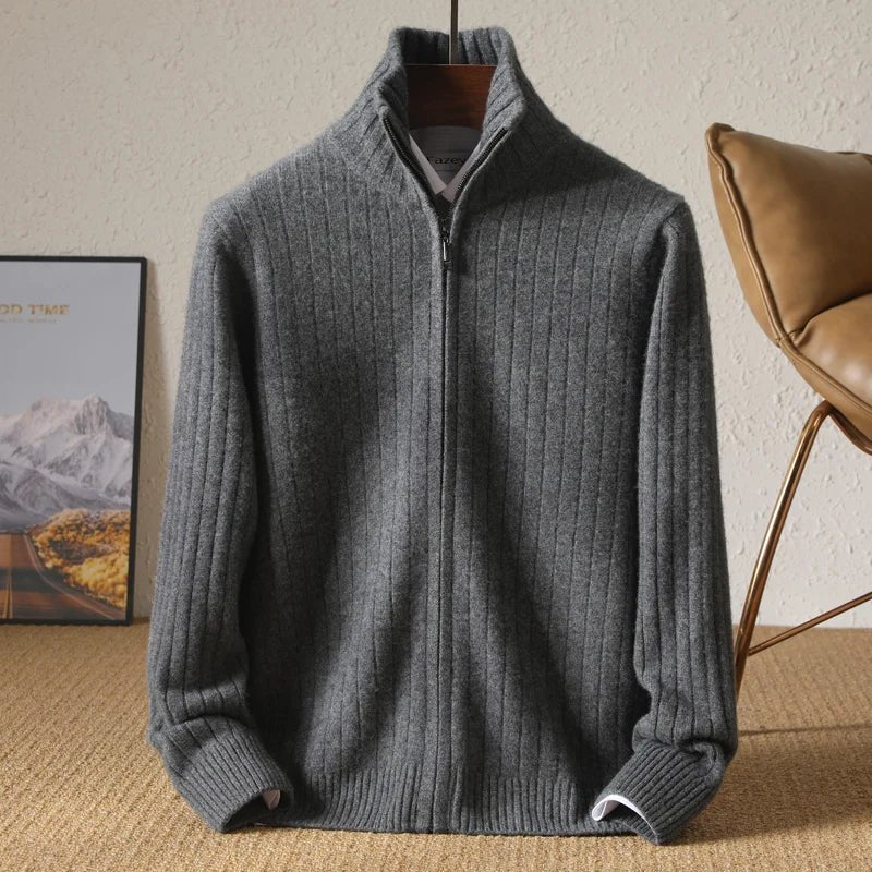 Maro Herren Cardigan | 100% Merinowolle, Lässig Mit Stehkragen 2