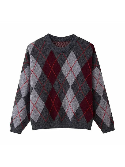 Pura Plaid Pullover Damen | Jacquard, Lockere Passform 1