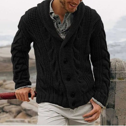 Herren Strickcardigan Eira Mode Grobstrick V-Ausschnitt Knopfleiste