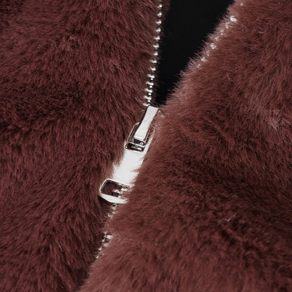 Damen Felljacke mit Reißverschluss – Warm & Elegant