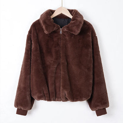 Damen Felljacke mit Reißverschluss – Warm & Elegant