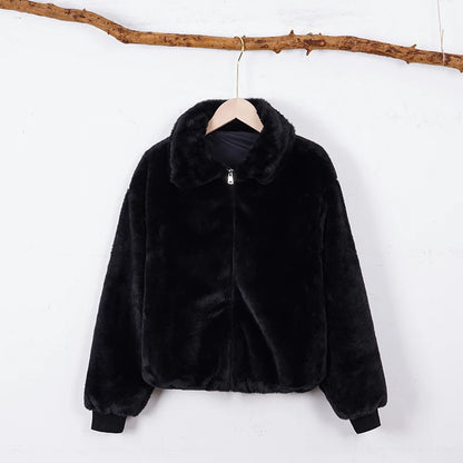 Damen Felljacke mit Reißverschluss – Warm & Elegant