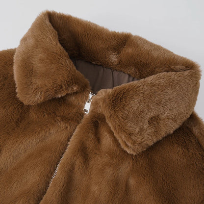 Damen Felljacke mit Reißverschluss – Warm & Elegant