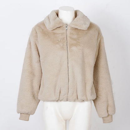 Damen Felljacke mit Reißverschluss – Warm & Elegant