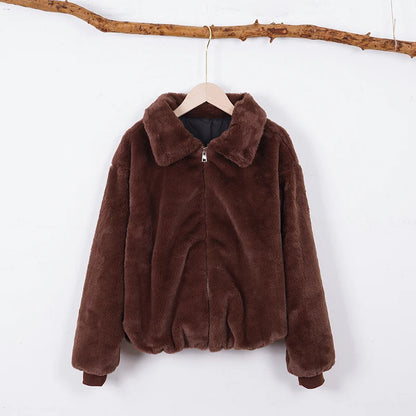 Damen Felljacke mit Reißverschluss – Warm & Elegant