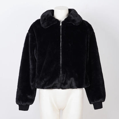 Damen Felljacke mit Reißverschluss – Warm & Elegant