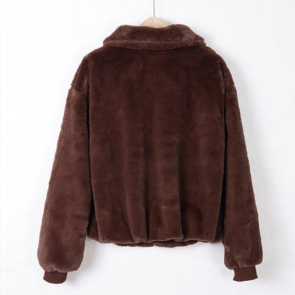 Damen Felljacke mit Reißverschluss – Warm & Elegant