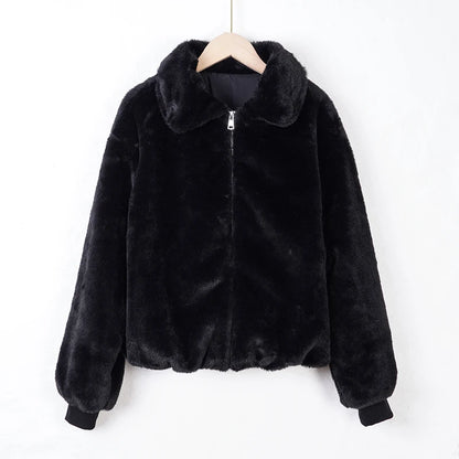 Damen Felljacke mit Reißverschluss – Warm & Elegant
